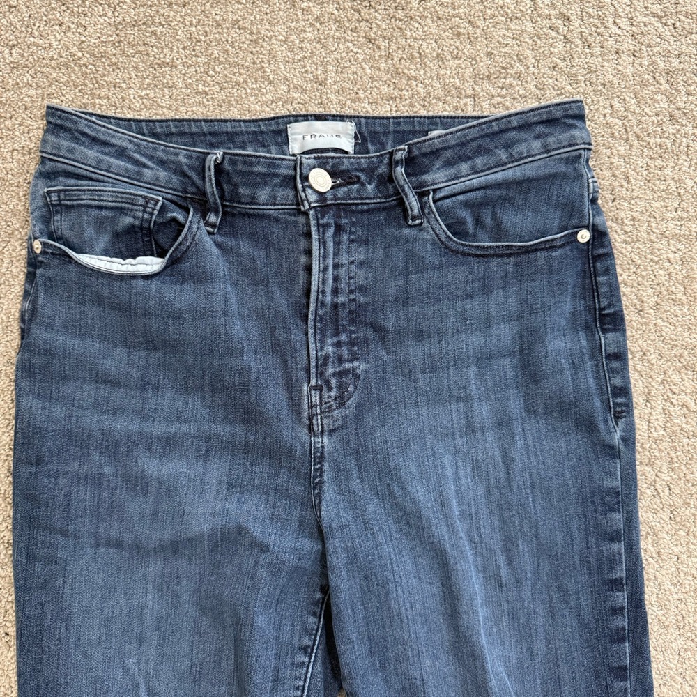 FRAME Le Crop Mini Boot High Rise Raw Hem Jeans Women's Size 30 Denim Dark Wash - Picture 4 of 10